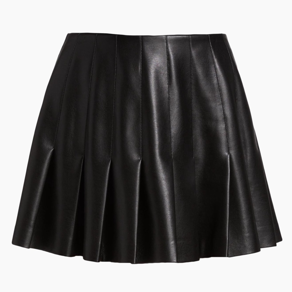Alice + Olivia Carter Vegan Leather Skirt in Black